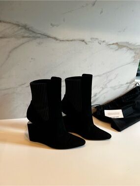 Alexander Wang Black Suede Wedge Ankle Booties